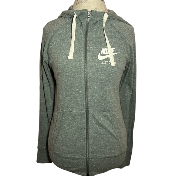 Women's Greenish Gray Nike Zip Up Hoodie Sweatshirt - Picture 1 of 3